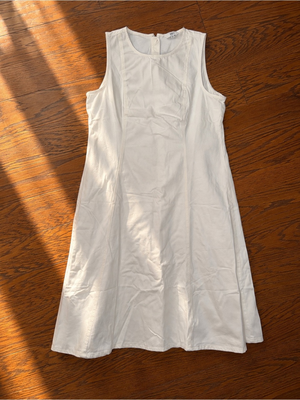 Marks & Spencer White Denim Sleeveless Midi Dress US Sz 14 NWOT